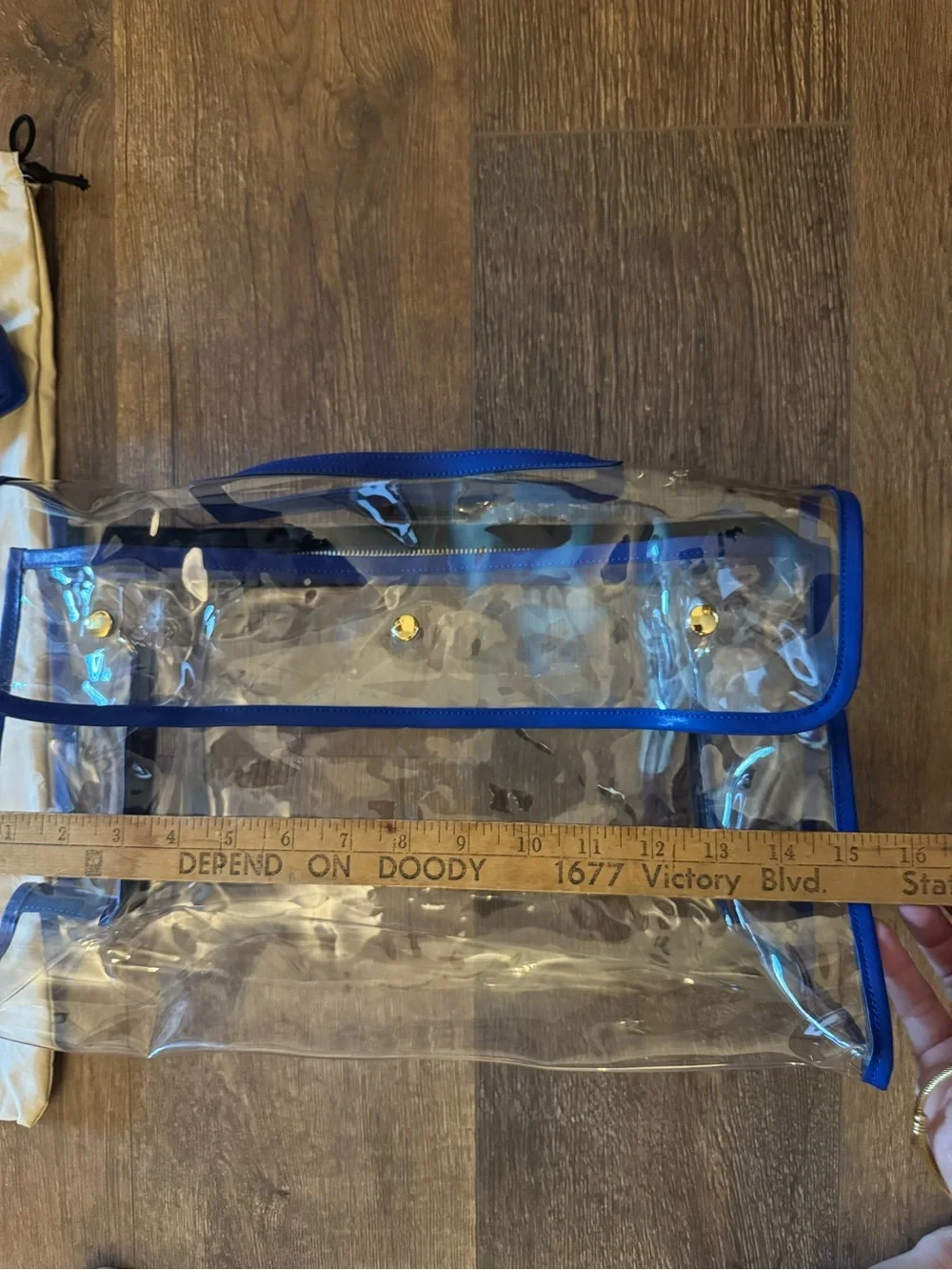 Clear Crossbody Bag with Blue Trim